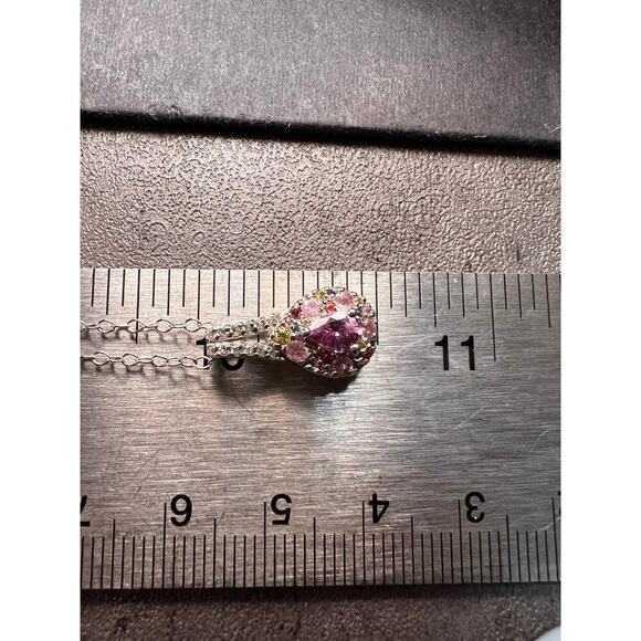 NEW purple multi sapphire sterling silver pendant and chain - Picture 14 of 15